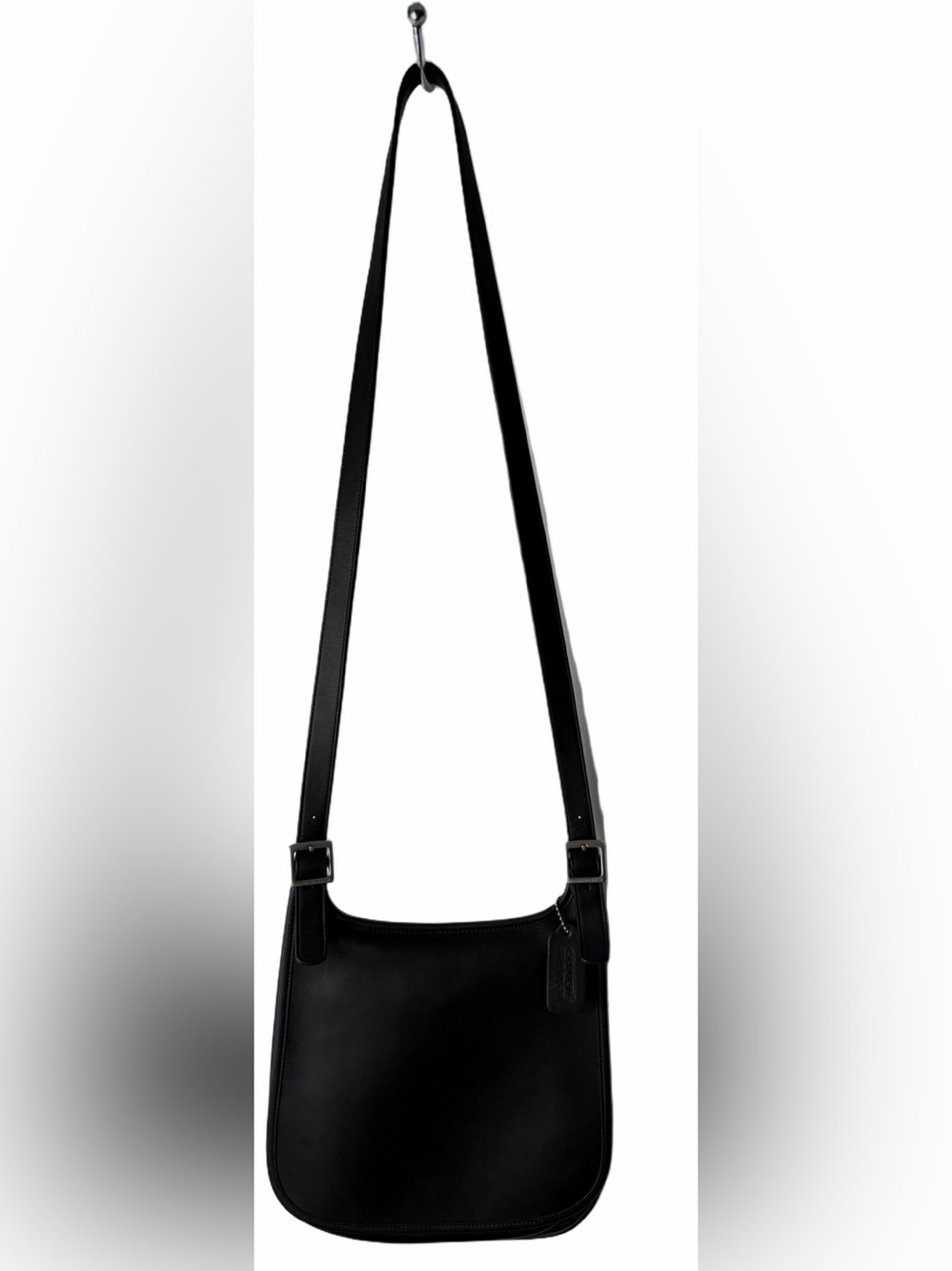 Vintage Black Leather Small Hippie Flap Bag 9135